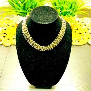 Elegant Gold and Black Beaded Necklace